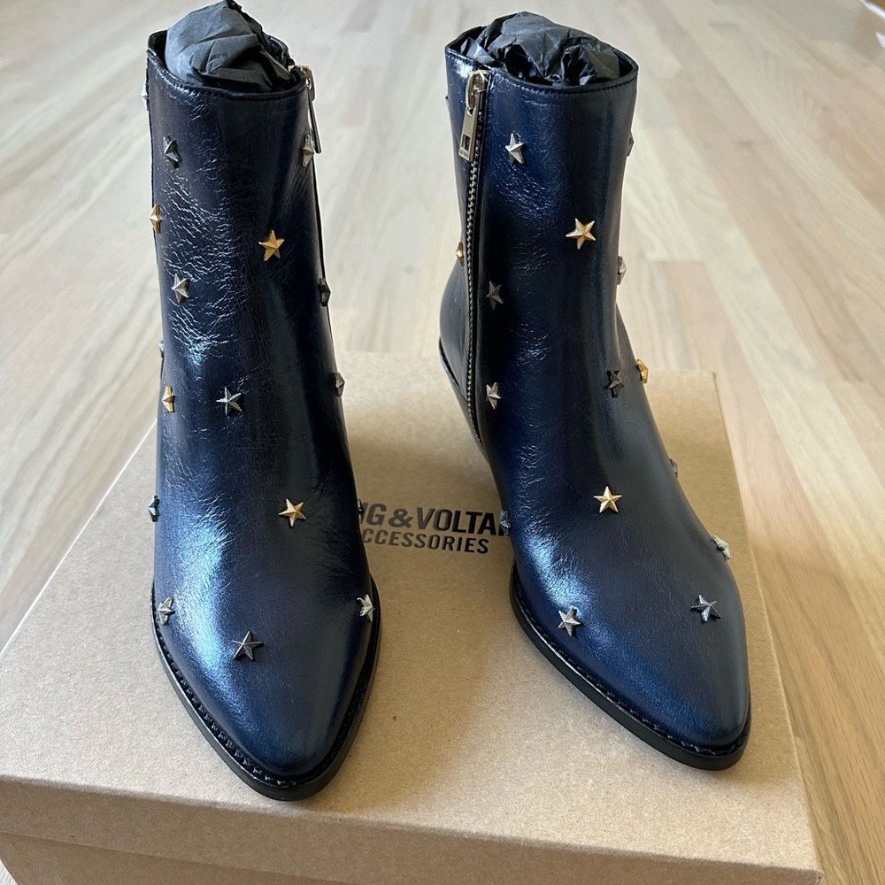 Zadig and Voltaire - Tyler Vintage Star Studded Leather Boots